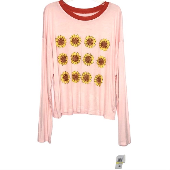 Sunflower Pink Long Sleeve Graphic Tee Shirt Size Medium - Picture 1 of 6